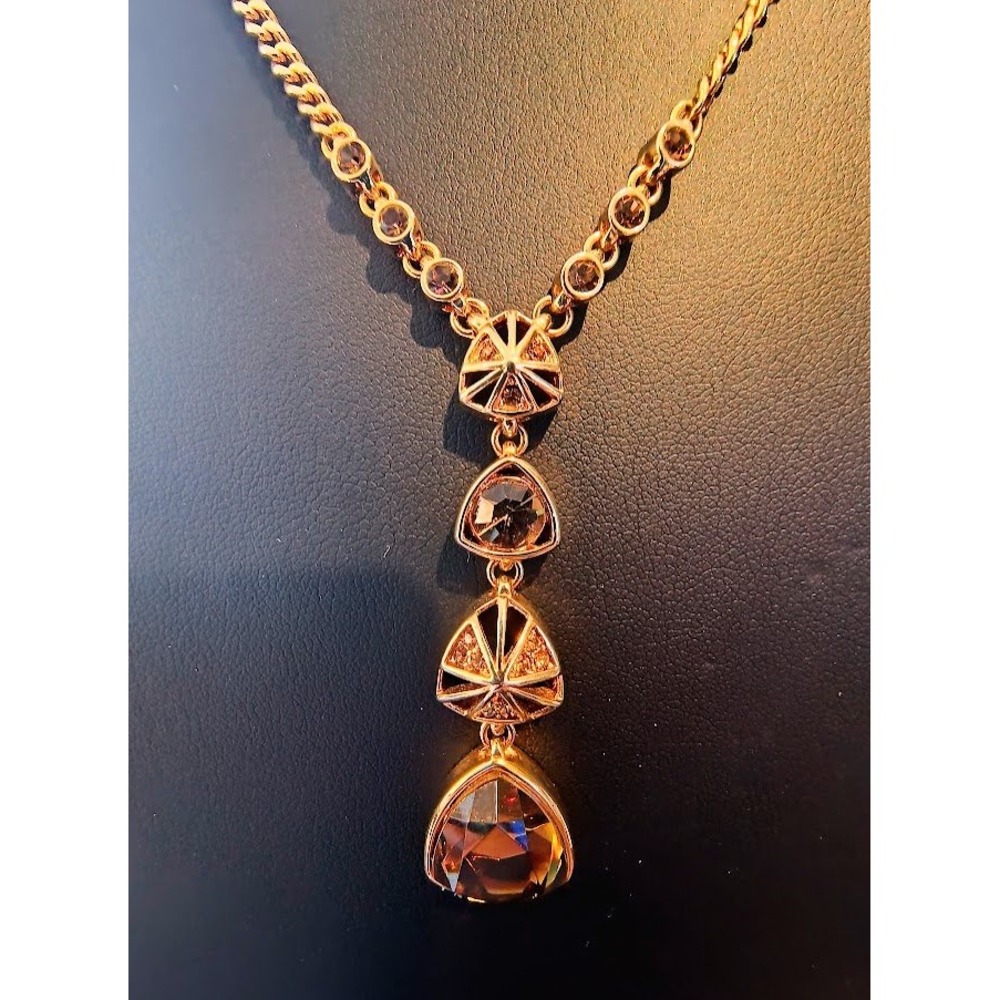 Vintage Givenchy Gold Tone Amber Crystal‎ Necklace and Leverback Earrings Set - Picture 3 of 12